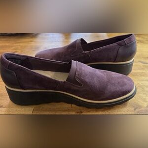 Clarks Women's Purple Suede Loafers Size 9